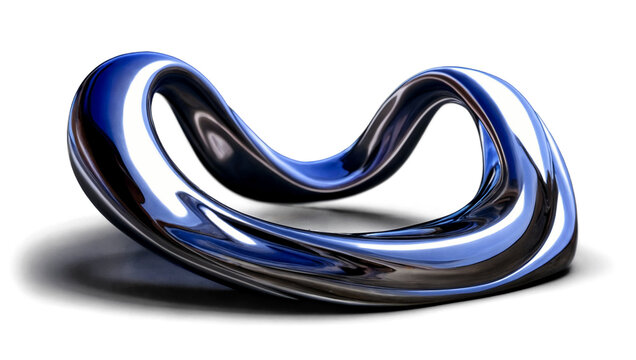 A reflective blue metallic structure resembling the infinity symbol, representing continuity and endless possibilities