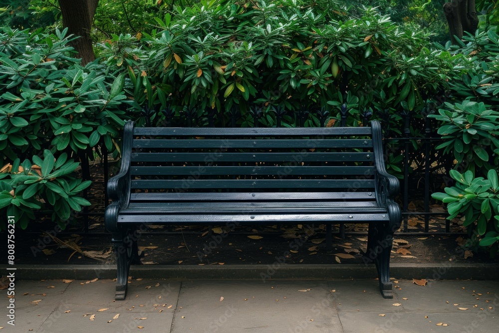 Sticker bench wooden background. empty city. generate ai