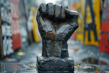 A powerful symbol of strength, unity, and resistance. A reminder of the ongoing fight for racial justice and equality - obrazy, fototapety, plakaty