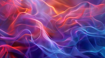 Fototapeta premium Ethereal Geometric Mesh Backdrop with Vibrant Neon Palette and Flowing Shapes