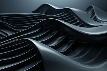 contemporary 3d black ripple layers on abstract techno background futuristic design 3d render