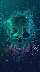 Creative art illustration of a skull head design