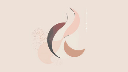 This minimalist line art design features an abstract background with soft pastel colors, including light blue and yellow, creating a serene and calming atmosphere. Perfect for clipart or social media 