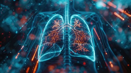 Digital x-ray of human lung holographic scan