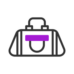 Backpack icon duotone purple black sport symbol illustration.