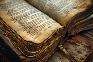 Bible ancient closeup. Education page. Generate Ai