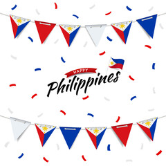 Philippines Independence Day. Garland with flags of the Philippines on a white background. Vector Illustration. 

