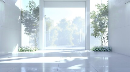 Fototapeta premium modern office interior with panoramic windows and beautiful lighting, creating a light, airy atmosphere for professional workspace