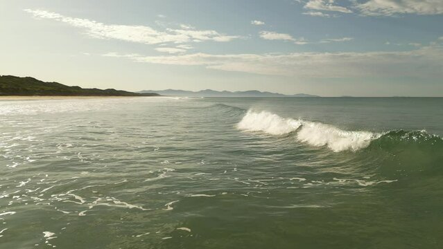 Drone footage of the Tasman Sea waves on Waratah Bay Beach in Waratah Bay town, Victoria, Australia