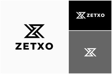 Letter XZ ZX Initials Monogram Modern Geometric Lettering Mark Vector Logo Design Illustration