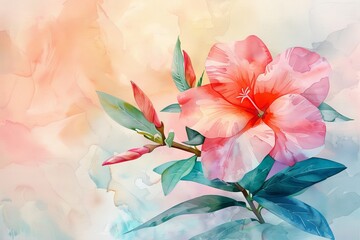 In the soft washes of watercolor, the Oleander flower radiates with timeless elegance, its graceful form and vibrant colors adding a touch of sophistication to any artistic composition.