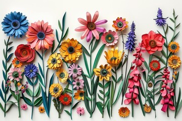 Cutout set of flowers for a garden. Generative Ai