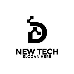Initials D Technology logo, Modern Tech Initial logo template