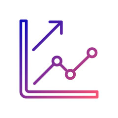 Chart icon gradient blue red business illustration.