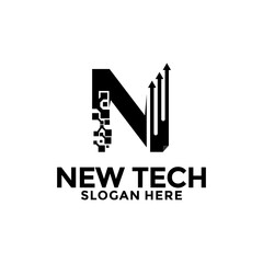 Initials N Technology logo, Modern Tech Initial logo template