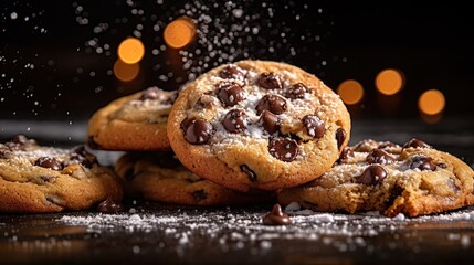 Food photography, delicious chocolate chip cookies