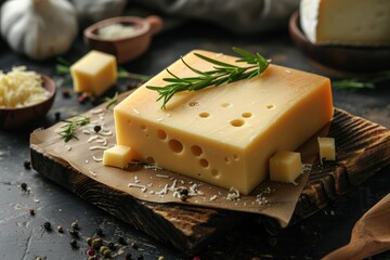 A mouthwatering chunk of cheese removed. Generative Ai