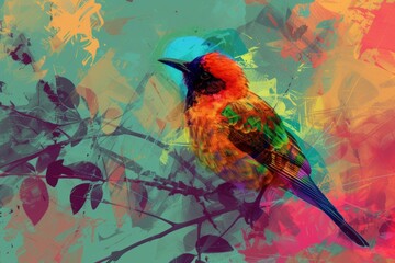 Colorful abstract bird vivid. Splash vivid. Generate Ai