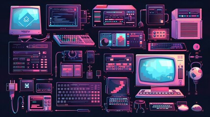 tepping into a nostalgic digital realm reminiscent of the 90s, where retro vaporwave aesthetics reign supreme and old-school computer UI elements transport you back in time.