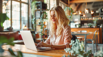 Warm Workspace: A Side Portrait of a Woman in a Sunlit Office