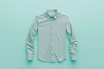 A light heather grey blank collared shirt mock-up, front view, on a pastel blue backdrop. The mock-up highlights the shirt's texture and color with exceptional detail and clarity.