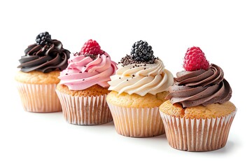 cupcakes, mini cakes Isolated on white background