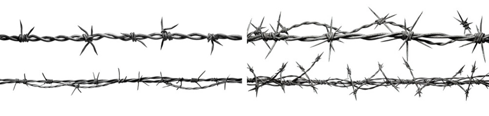 Set of barbed wires cut out