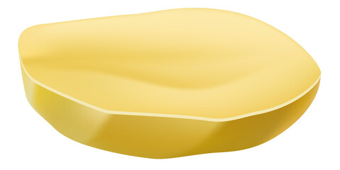 Peeled potato piece. Realistic cutted vegetable mockup