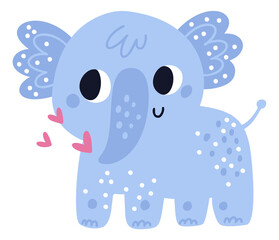 Lovely elephant. Cute animal character in scandinavian style
