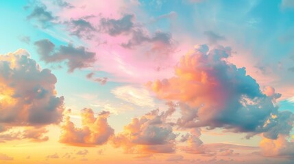 A serene sky with pastel colored clouds