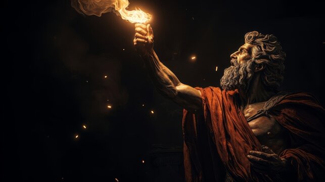 Prometheus steals fire: Divine flame enlightens mortals
