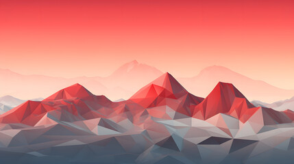 geometric snowy mountain red sky backdrop poster web page PPT background