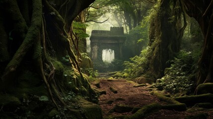sacred forest: Pan's dedication hidden grottoes lush flora playful woodland creatures