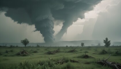 Tornado wallpaper: twister tears through the ground.