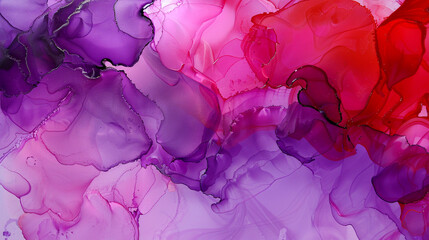 Electric purple and soft red modern abstract painting, alcohol ink with oil paint texture.