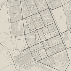Najaf map, city in Iraq. Streetmap municipal area.