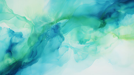 watercolor painting of green and blue nature poster background