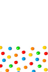 Colourful candy background, copy space. White background