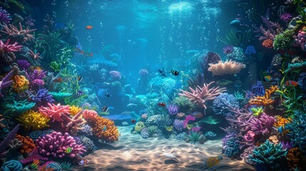Obraz premium An underwater scene showcasing the vibrant colors of coral reefs and marine life