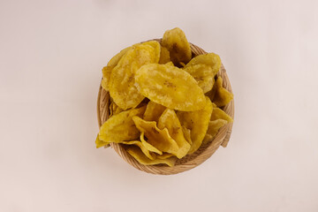 Keripik Pisang or Plantain Chips is Dried Slices Crispy Banana.