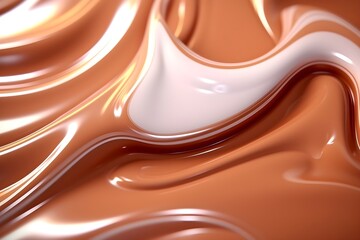 Luxury 3d silk texture background. Fluid curved wave in motion chocolate and beige elegant background. Silky melted cloth luxury fluid wave banner.