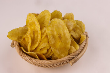 Keripik Pisang or Plantain Chips is Dried Slices Crispy Banana.