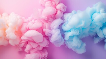 Fototapeta premium Colorful pastel pink blue purple cotton candy background banner,