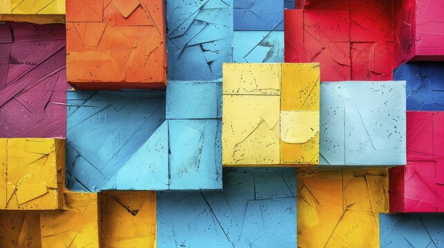 Vibrant geometric patterns inspire creativity in a dynamic team-building workshop setting.