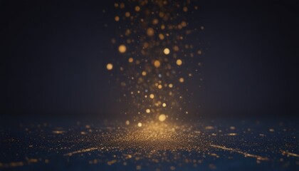abstract background with Dark blue and gold particle. Christmas Golden light shine particles bokeh on navy blue background. Gold foil texture. Holiday concept