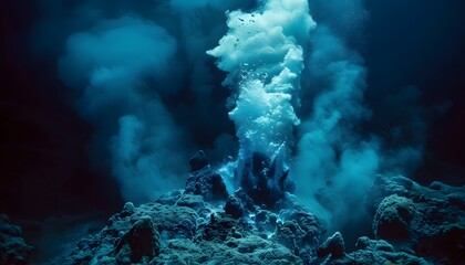 Underwater Volcanic Eruption with Smoke Plume