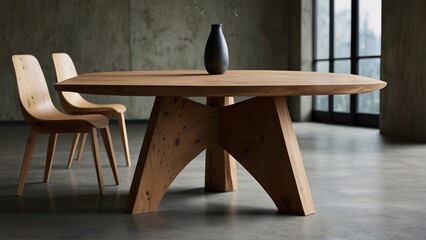 Wooden chair and table. Ecologically Conscious Modern Table Design