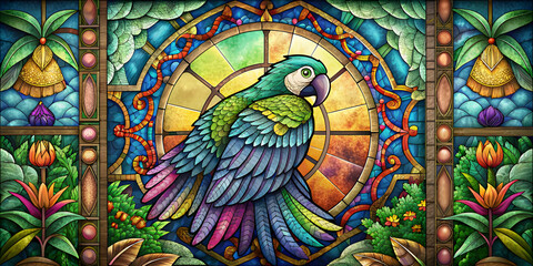 Stained Glass Beautiful Parrot Art