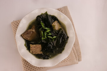 Miyeok Guk is Traditional Korean Seaweed Soup. 