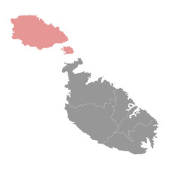 Gozo and Comino District map, administrative division of Malta. Vector illustration.02